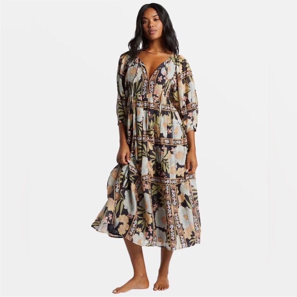 BILLABONG Lost Cove Midi Dress in Black Sands XS will fit larger 😃